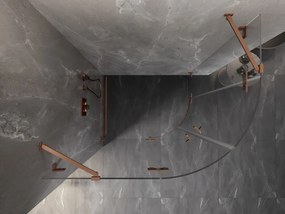 Mexen Lunar, polkruhový sprchový kút naklápací doľava 100 x 90 cm, 8mm číre sklo, profil medená matná, 833-100L-090P-65-00
