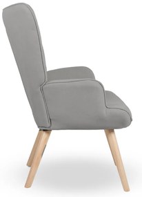 Kreslo ušiak LUGO — masív, látka, prírodná / sivá