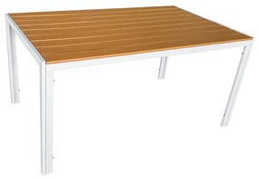 Tempo Kondela Záhradný stôl, biela oceľ/dub, BONTO