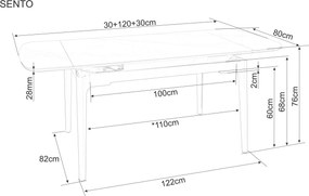 Jedálenský rozkladací stôl Sento 120/180 cm keramika biely mramor/čierny