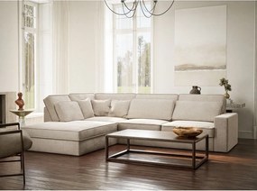 Krémovobiela ženilková rohová pohovka (ľavý roh/do L) Kirou – Maison de Rêve