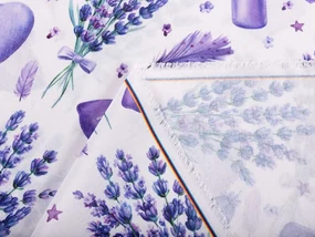 Biante Dekoračný záves PML-055 Levandule a srdcia na bielom 145x210 cm