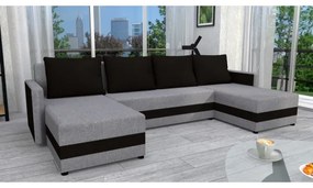 Čalúnená univerzálna rozkladacia sedacia súprava do tvaru U BRISTOL sivá/čierna