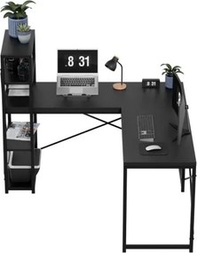 Rohový pracovný stôl s policami Leader 5.9 čierny