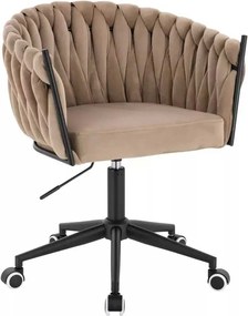 LuxuryForm DESIGN Stolička NORDEN VELUR na čiernej podstave s kolieskami - latte