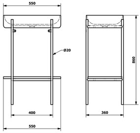 Sapho Sapho, PUNO podstavec s umývadlom 550x860x360mm, čierna, SKA570-2-01