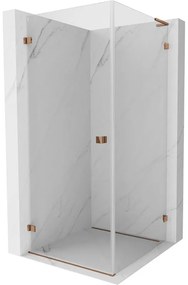 Mexen Lunar-B L, 1-krídlový sprchový kút, ľavý, 70 x 70 cm, 8mm číre sklo, ružové zlato profil, 832L-070-070-60-00-L