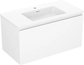 Mexen Orio, kúpeľňová skrinka 90 cm s umývadlom Otis, 1 zásuvka, biela matná, 91A10-09047-1-BF01-W18M01