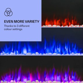 Klarstein Galeras, elektrický nástenný a vstavaný krb, 1800 W, LED, 3 farby, časovač