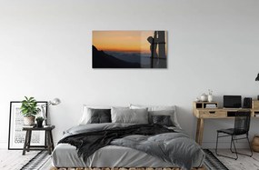 Sklenený obraz Ježiš ukrižovaný slnko 125x50 cm