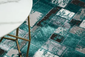 Moderný koberec DE LUXE 6768 Geometrický - Štrukturálny zelený/ antracit
