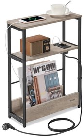 Odkládací stolek s USB Vasagle Jinad šedý