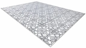 Koberec ARGENT - W4949 Kvety biely / sivý