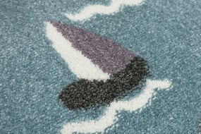 Detský koberec C262A Ulice svetlosivý / zelený / tyrkysový kruh