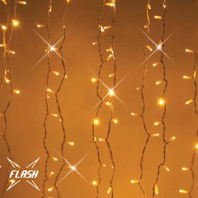 DECOLED Svetelný záves LED, FLASH, 1x1,5 m, teplá biela, 150 diód, IP67