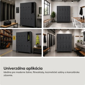 Šatní bezpečnostná skriňa, schránková, perforovaná, 10 schránok, antracitová, 1360x1720x450 mm: BARTEK PRO