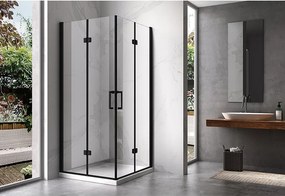 BPS-koupelny Štvorcový sprchový kút KZ08D BL 100x100 čierna/transparent + vanička SXL02C BL čierna