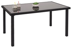 Záhradný stôl HWC-G19, polyratan,120x75cm - čierny