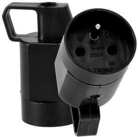 BERGE Zásuvka s koncovkou a uzemnením čierna