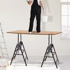 Teleskopické lešenárske kozy DANNY, sada 2 ks, max. 200 kg, 60 x 56 x 81-130cm, strieborná/čierna Jurhan