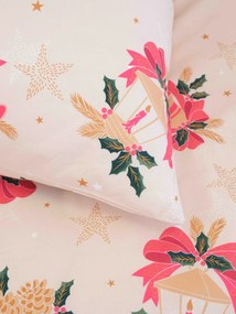 Vianočná bavlnená obliečka na vankúšik Renforcé 40 × 40 cm - Vianočné zvončeky béžové