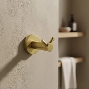 Rea Leo, kúpeľňový 2-háčik na uteráky, zlatá matná, REA-88043
