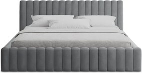 Sivá čalúnená dvojlôžková posteľ s úložným priestorom s roštom 180x200 cm Lemi – Makamii
