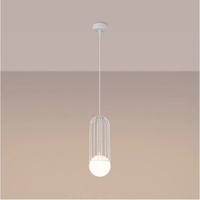 Biele závesné svietidlo so skleneným tienidlom Belinda – Sollux
