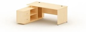 Kancelársky stôl so skrinkou MIRELLI A+ 1600 x 1600 mm, ľavý, breza