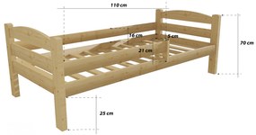 Detská posteľ z masívu 200x90cm so zásuvkami - DP005
