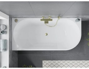Mexen Mia, voľne stojaca rohová vaňa ľavá 140 x 75 cm, biela, zlatý matný prepad, 52691407500L-55