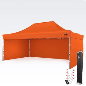 BRIMO Nožnicový párty stan PREMIUM ALU 4x6 m s 3 stenami oranžový
