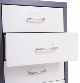 Zásuvková skrinka Boston T851 - 69x28x41cm, 5 zásuviek - tmavosivá biela