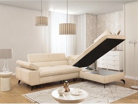 Krémová ženilková rohová pohovka (pravý roh/do L) Marbeya – Ropez