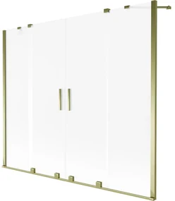 Mexen Velar Duo, 2-krídlová posuvná vaňová zástena 180 x 150 cm, 8mm sklo námraza, zlatá lesklá, 896-180-000-32-50