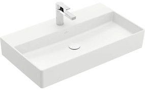 VILLEROY &amp; BOCH Memento 2.0 závesné umývadlo s otvorom, bez prepadu, 800 x 470 mm, Stone White, s povrchom CeramicPlus, 4A2281RW