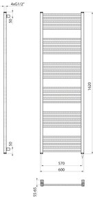 Sapho - Elektrický sušiak na uteráky METRO-E 800W/230V 60x162 cm biela