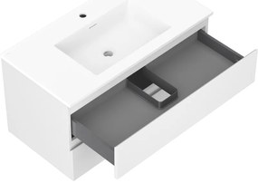 Mexen Orio, kúpeľňová skrinka 90 cm s umývadlom Otis, 2 zásuvky, biela matná, 91A10-09047-2-BFF01-W18M01