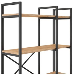 Čierny/prírodný regál v dekore duba 87,5x175 cm Dusan – Marckeric