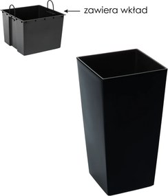 Kvetináč Finezja 190 x 190 mm s vložkou – čierny*45327