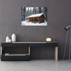 Obraz - Zasnežená chata (70x50 cm)