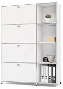 Kovová skrinka »CN3« so 4 výklopnými priečinkami, biela