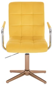 LuxuryForm DESIGN Stolička VERONA VELUR na zlatom kríži - žltá