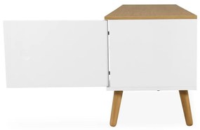 Biely TV stolík s detailmi v dekore dubového dreva Tenzo Dot, šírka 192 cm