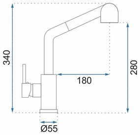 Rea Troy, stojanková kuchynská batéria 34 cm, čierna matná, REA-B6300