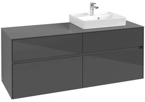 VILLEROY &amp; BOCH Collaro závesná skrinka pod umývadlo na dosku (umývadlo vpravo), 4 zásuvky, 1400 x 500 x 548 mm, Glossy Grey, C07500FP