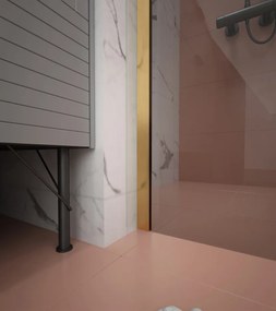 Erga Paris, sprchová zástena Walk-In 140x200 cm, 8mm šedé sklo, zlatý matný profil, ERG-V02-PARIS-140x200-GR-GB