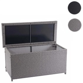 Polyratanový záhradný úložný box HWC-D88 - základná sivá, 63x135x52cm 320l