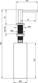 Deante Aster, dávkovač saponátu pre kuchynské drezy s dlhou výlevkou 500ml, bronzová, DEA-ZZZ_C0DD