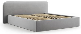 Svetlosivá čalúnená dvojlôžková posteľ s úložným priestorom s roštom 200x200 cm Elizabeth – Micadoni